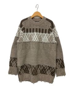 MALAMUTE logi grunge sweater ブラウン ニットオークリーワン MALAMUTE logi grunge sweater ブラウン ニットオークリーワン