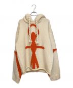 J.W.ANDERSONジェイダブリューアンダーソン）の古着「Anchor Logo Knit Hoodie（アンカーロゴニットフーディ）」｜アイボリー×オレンジ