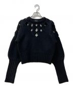 H BEAUTY&YOUTHエイチ ビューティアンドユース）の古着「WOOL CABLE HOLE CREW NECK PULLOVER」｜ブラック