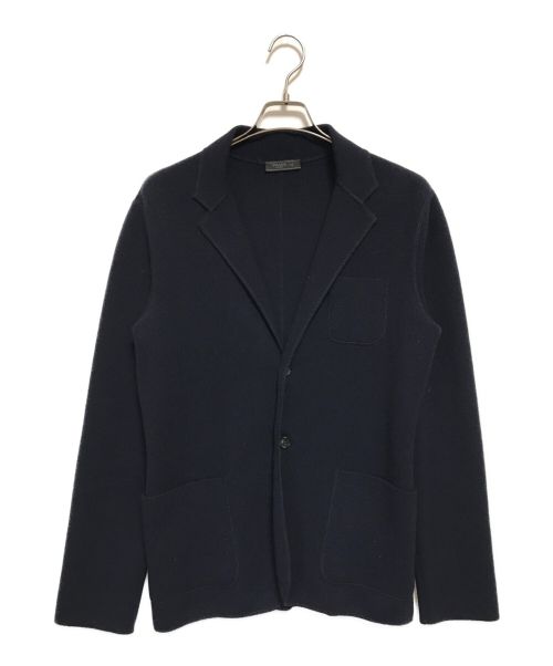 PRADA（プラダ）PRADA (プラダ) エルボーパッチニットジャケット ネイビー サイズ:SIZE 50の古着・服飾アイテム