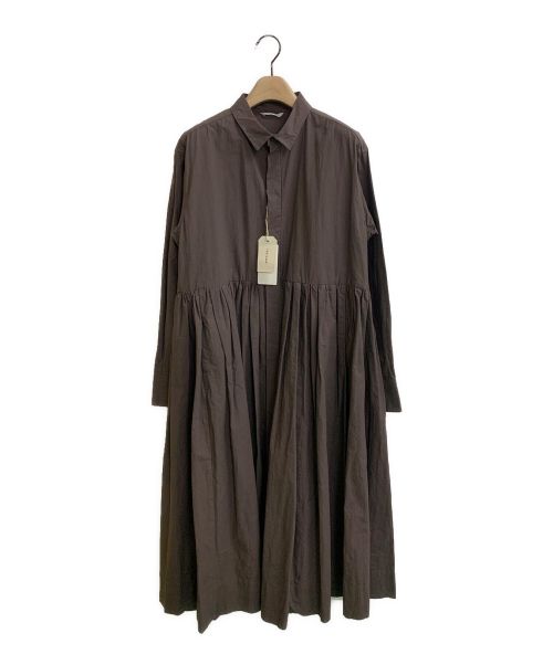 Toujours（トゥジュー）Toujours (トゥジュー) ギャザーワンピース ブラウン サイズ:2の古着・服飾アイテム