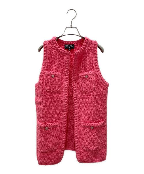 CHANEL（シャネル）CHANEL (シャネル) コットンニットベスト ピンク サイズ:36の古着・服飾アイテム