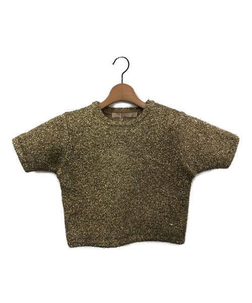 LEINWANDE（ラインヴァンド）LEINWANDE (ラインヴァンド) Glitter Knit Tee ゴールド サイズ:Fの古着・服飾アイテム