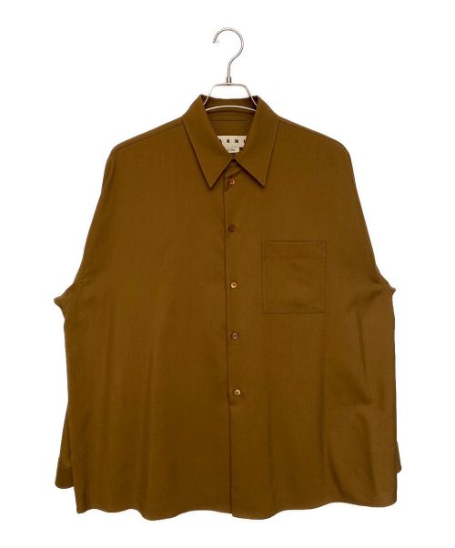MARNI（マルニ）MARNI (マルニ) ウールトロピカルレギュラーカラーシャツ ブラウン サイズ:48の古着・服飾アイテム