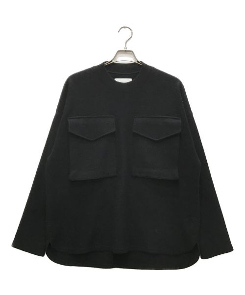 JIL SANDER（ジルサンダー）JIL SANDER (ジルサンダー) ウールポケットデザインクルーネック ブラック サイズ:Mの古着・服飾アイテム