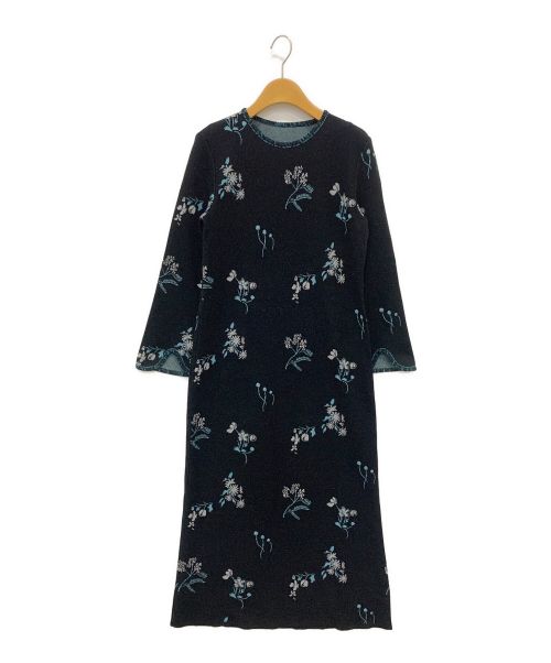 Mame Kurogouchi（マメクロゴウチ）Mame Kurogouchi (マメクロゴウチ) フローラルジャガードニットドレス ブラック サイズ:2の古着・服飾アイテム