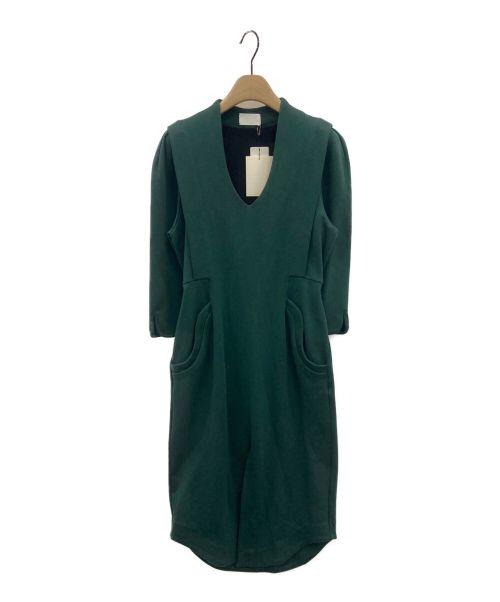 mame（マメ）mame (マメ) フロントスリットジャージーワンピース グリーン サイズ:2の古着・服飾アイテム