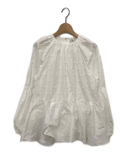 Sono（ソーノ）Sono (ソーノ) リボンカットジャガードペプラムブラウス ホワイト サイズ:1の古着・服飾アイテム