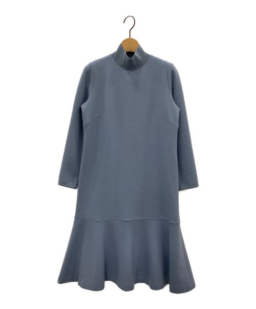 ANAYI（アナイ）ANAYI (アナイ) ウールジャージーヘムフレア ワンピース ブルー サイズ:34の古着・服飾アイテム