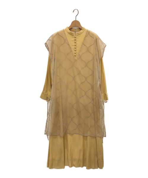 Ameri（アメリ）Ameri (アメリ) UNDULATE VEIL DRESS イエロー サイズ:Mの古着・服飾アイテム