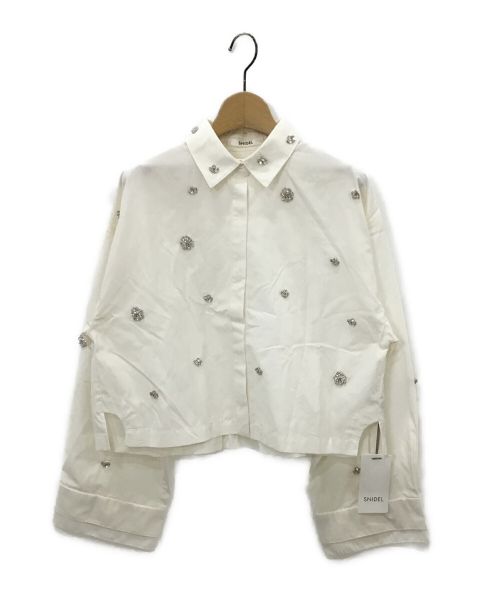 Snidel（スナイデル）Snidel (スナイデル) ビジュークロップドデザインシャツ ホワイト サイズ:Fの古着・服飾アイテム