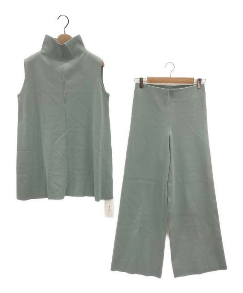 Mila Owen（ミラオーウェン）Mila Owen (ミラオーウェン) ドレープタートルニットパンツSET ライトグリーン サイズ:1の古着・服飾アイテム