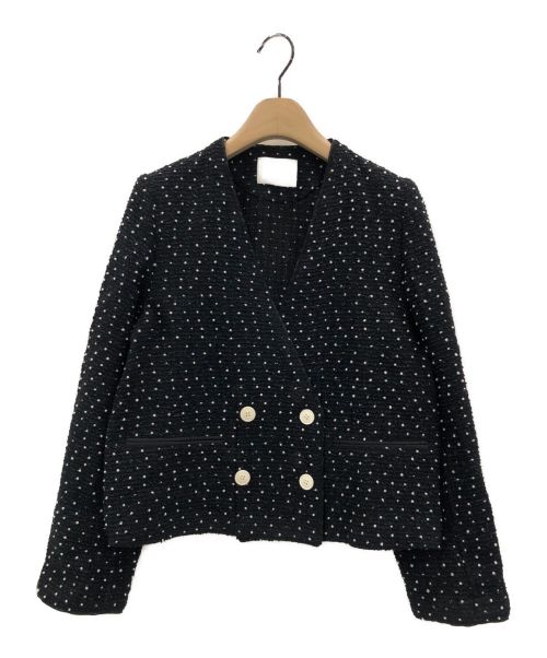 IENA（イエナ）IENA (イエナ) ドットツイード Vネックジャケット ブラック サイズ:36の古着・服飾アイテム
