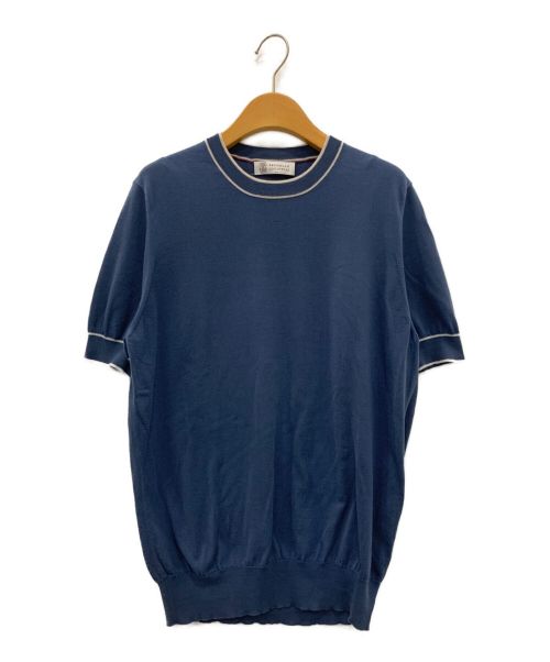 BRUNELLO CUCINELLI（ブルネロクチネリ）BRUNELLO CUCINELLI (ブルネロクチネリ) コットンショートスリーブニット ブルー サイズ:48の古着・服飾アイテム