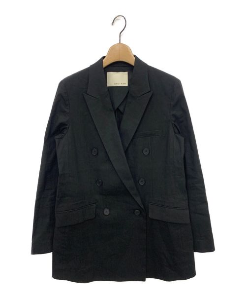 uncrave（アンクレイヴ）uncrave (アンクレイヴ) リネントロ プレーン ダブルジャケット ブラックの古着・服飾アイテム