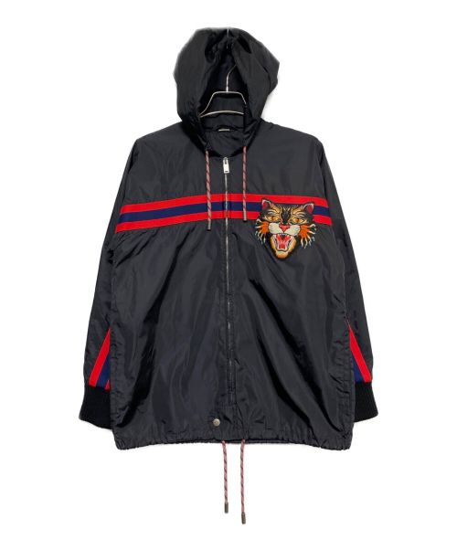 GUCCI（グッチ）GUCCI (グッチ) アングリーキャットフーデッドジャケット ブラック サイズ:46の古着・服飾アイテム