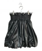 SORINソリン）の古着「Synthetic Leather Ruffled Mini Skirt　27WFS235146」｜ブラック