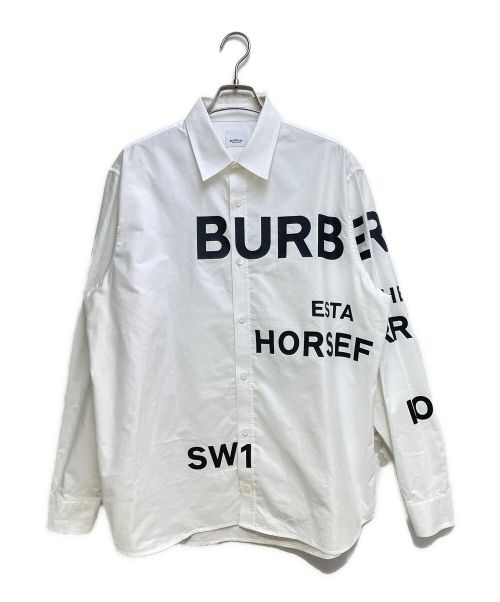 BURBERRY LONDON（バーバリー ロンドン）BURBERRY LONDON (バーバリー ロンドン) ホースフェリープリントシャツ ホワイト サイズ:XLの古着・服飾アイテム