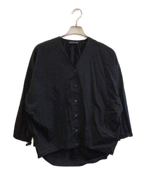 mizuiro-ind（ミズイロインド）mizuiro-ind (ミズイロインド) Vネックギャザーブラウス ブラック サイズ:なしの古着・服飾アイテム