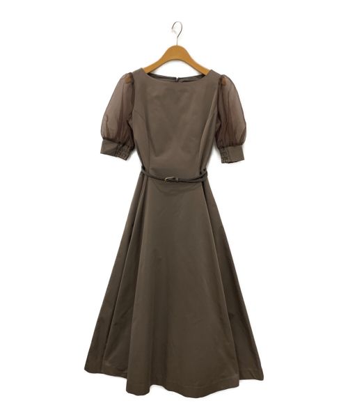 Ameri（アメリ）Ameri (アメリ) SHEER PUFF SLEEVE DRESS ブラウン サイズ:Mの古着・服飾アイテム