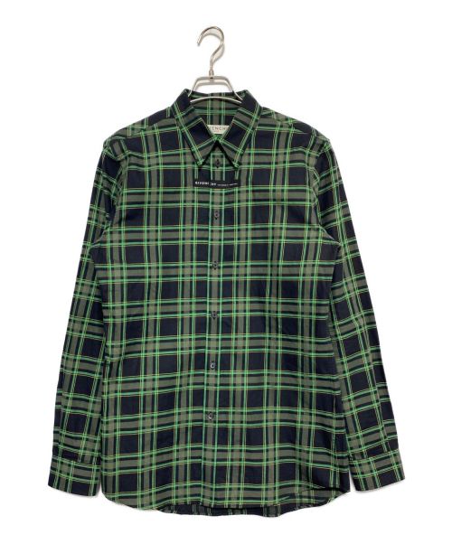 GIVENCHY（ジバンシィ）GIVENCHY (ジバンシィ) テープロゴチェックシャツ グリーン サイズ:40の古着・服飾アイテム