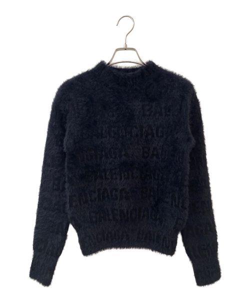 BALENCIAGA（バレンシアガ）BALENCIAGA (バレンシアガ) Bal Horizontal Allover Furry Sweater ブラック サイズ:XSの古着・服飾アイテム