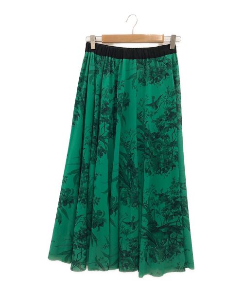 Diagram（ダイアグラム）Diagram (ダイアグラム) チュールプリントスカート グリーン サイズ:36の古着・服飾アイテム