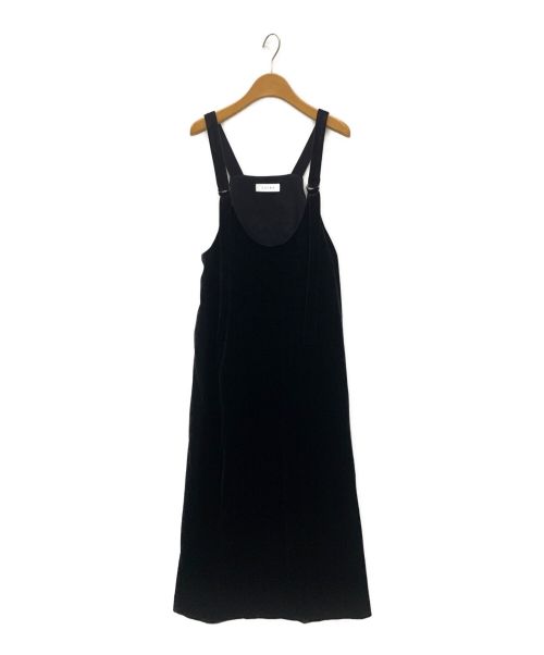 SACRA（サクラ）SACRA (サクラ) 徳原文子 (トクハラフミコ) ベロアジャンパースカート ブラック サイズ:36の古着・服飾アイテム