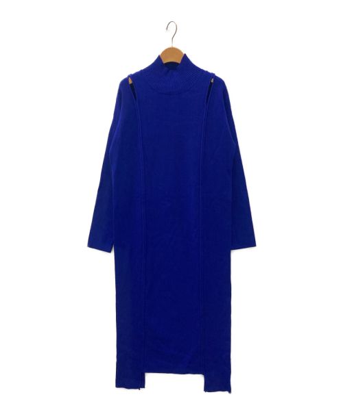 UN3D.（アンスリード）UN3D. (アンスリード) ショルダーオープンニットワンピース ブルー サイズ:38の古着・服飾アイテム
