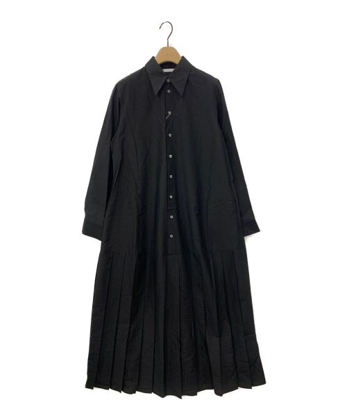 GALERIE VIE（ギャルリーヴィー）GALERIE VIE (ギャルリーヴィー) コットンシルクパラシュート プリーツシャツワンピース ブラック サイズ:Fの古着・服飾アイテム