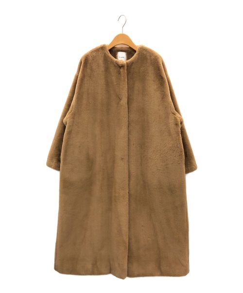 CLANE（クラネ）CLANE (クラネ) ノーカラーリコファーコート ブラウン サイズ:2の古着・服飾アイテム