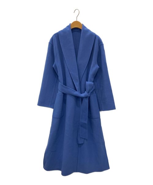allureville（アルアバイル）allureville (アルアバイル) カシミヤ混リバーショールカラーコート ブルー サイズ:2の古着・服飾アイテム