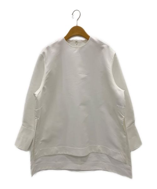 LOHEN（ローヘン）LOHEN (ローヘン) ハイカウントダブルクロスノーカラーブラウス ホワイト サイズ:Fの古着・服飾アイテム
