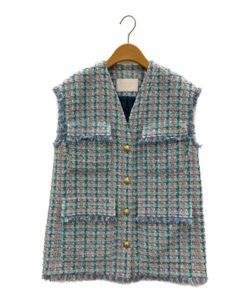 BALLSEY（ボールジィ）BALLSEY (ボールジィ) ミックスファンシーツイード 4ポケットジレ ライトブルー サイズ:36の古着・服飾アイテム