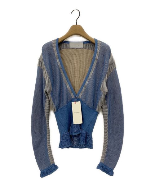 MURRAL（ミューラル）MURRAL (ミューラル) Pigment knit cardigan ライトブルー サイズ:Fの古着・服飾アイテム