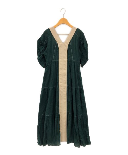 MURRAL（ミューラル）MURRAL (ミューラル) Wave cotton tiered dress グリーン サイズ:1の古着・服飾アイテム