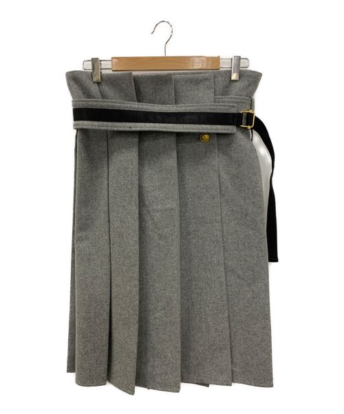 THE RERACS（ザ リラクス）THE RERACS (ザ リラクス) ウールボックスプリーツスカート グレー サイズ:38の古着・服飾アイテム
