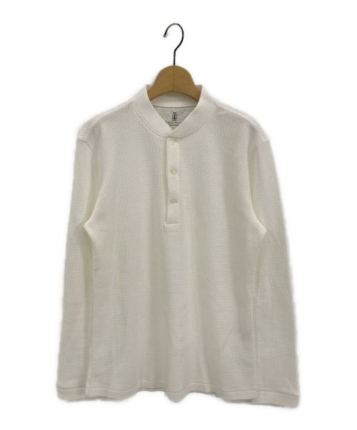 BRUNELLO CUCINELLI（ブルネロクチネリ）BRUNELLO CUCINELLI (ブルネロクチネリ) コットン ワッフルピケ ヘンリーネック ロングスリーブTシャツ ホワイト サイズ:XSの古着・服飾アイテム