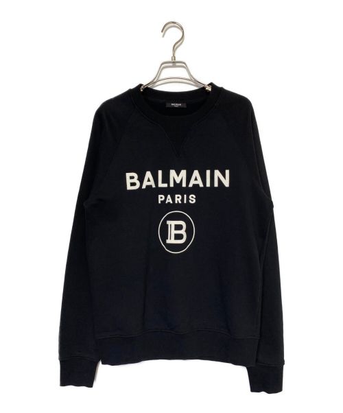 BALMAIN（バルマン）BALMAIN (バルマン) ロゴクルーネックスウェット ブラック サイズ:Mの古着・服飾アイテム