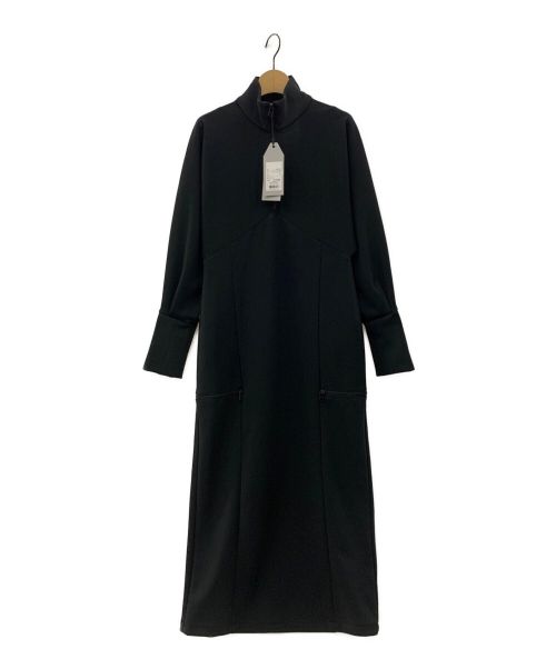 A + TOKYO（エープラス トウキョウ）A + TOKYO (エープラス トウキョウ) ハーフジップドルマンジャージワンピース ブラック サイズ:2の古着・服飾アイテム