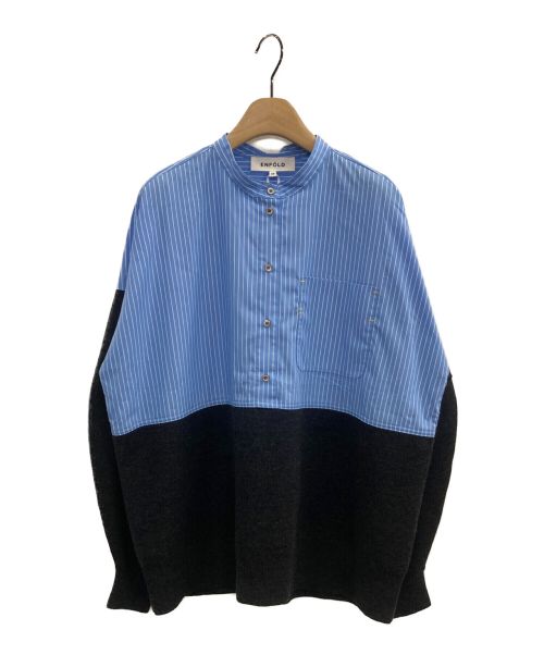 ENFOLD（エンフォルド）ENFOLD (エンフォルド) SHIRT×KNIT PULLOVER ブルー×チャコールグレー サイズ:38の古着・服飾アイテム