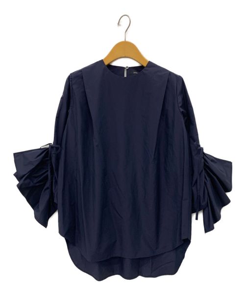 M・Fil（エムフィル）M・fil (エムフィル) T/Cタフタギャザーデザインスリーブシャツ ネイビー サイズ:38の古着・服飾アイテム