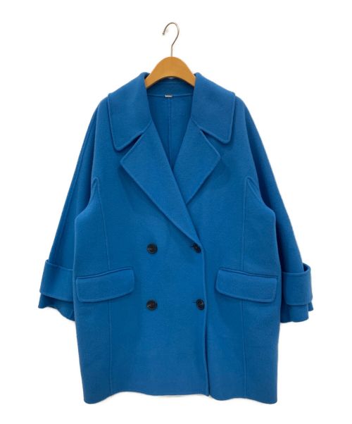 Mila Owen（ミラオーウェン）Mila Owen (ミラオーウェン) フラップポケットハーフ丈コクーンコート ブルー サイズ:ONE SIZEの古着・服飾アイテム