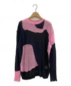 PAMMパム）の古着「MARBLE PAMM low gauge knit」｜ピンク×ブラック