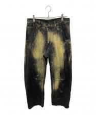Y's (ワイズ) WIDE LEG GUSSETED DENIM PANTS ブラック サイズ:1
