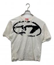 DIESEL (ディーゼル) オーバルD フロッキープリントTシャツ ホワイト サイズ:S