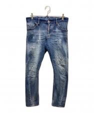DSQUARED2 (ディースクエアード) ダメージ加工ボタンフライデニムパンツ ブルー サイズ:44