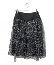 BORDERS AT BALCONY (ボーダーズアットバルコニー) オーガンジープリントスカート ブラック サイズ:36
