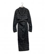 AMERI (アメリ) WAIST CROSS CHECK DRESS/ウエストクロスチェックドレス ネイビー サイズ:S