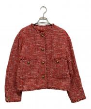 23区 (ニジュウサンク) GIOLICA ボタン ツイード ジャケット レッド サイズ:40